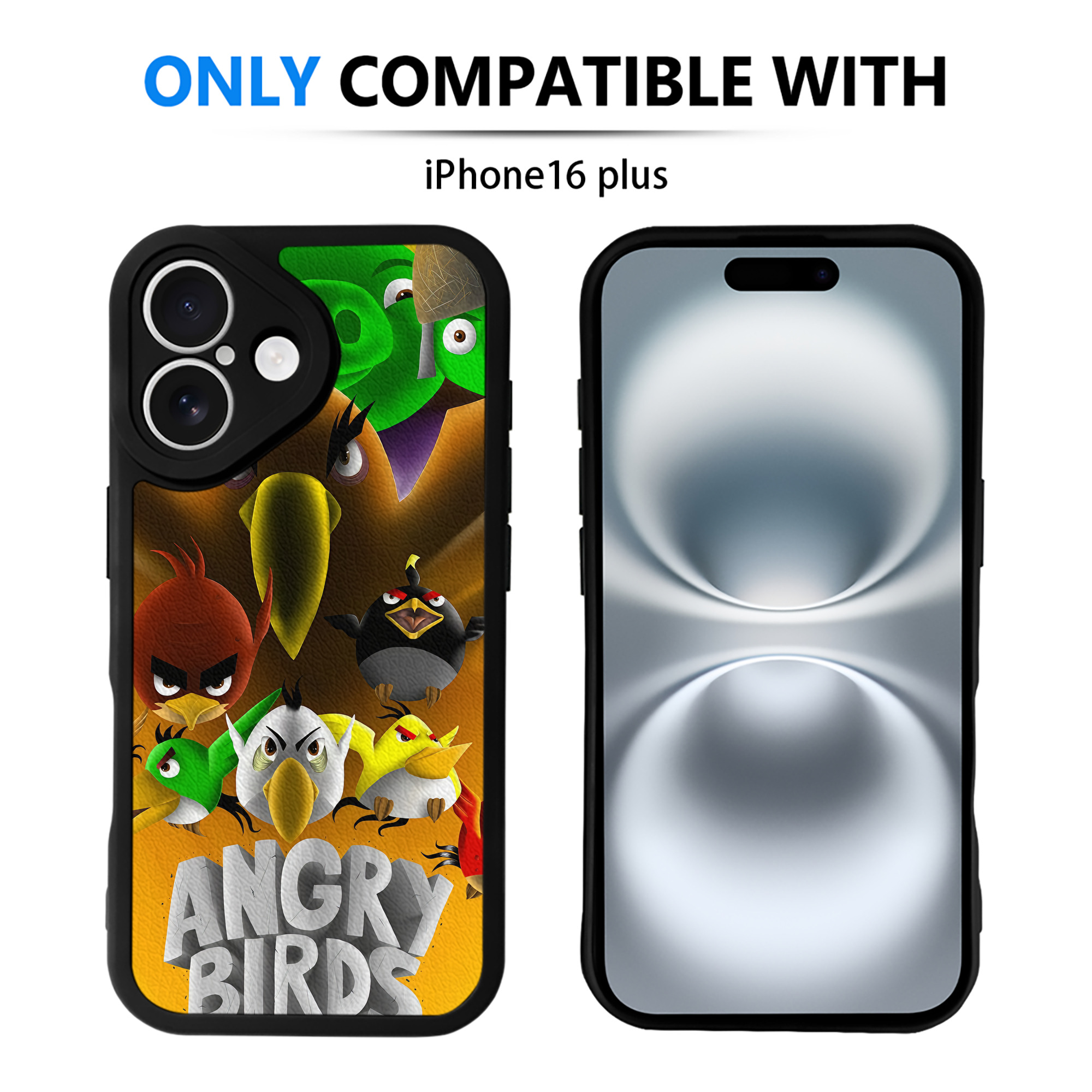 （画像用） Angry Birds アングリーバード 【iPhone 16シリーズ対応】シリコンスマホケース（レザー調） 材質：シリコン